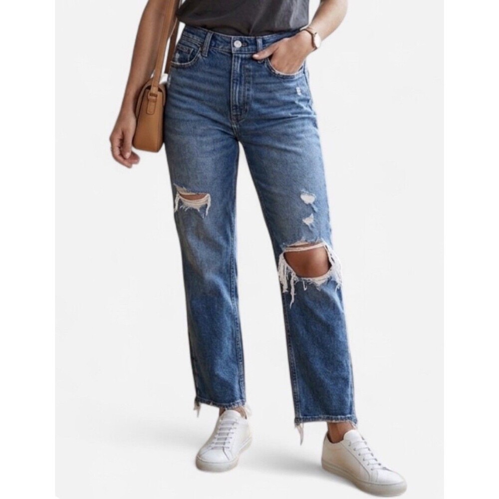 Abercrombie & Fitch Curve Love Ultra High Rise Straight Distressed Jeans 27/4S